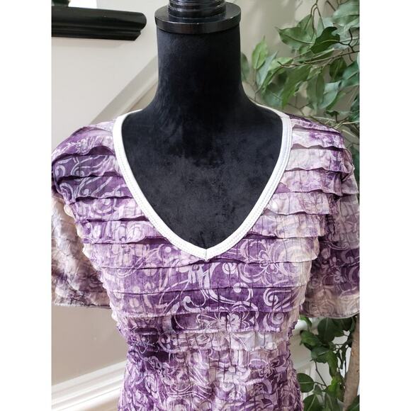 Only Nine Top Blouse Women's Size 3X Purple Casual Ruffle Short Sleeve V-Neck - Picture 10 of 11